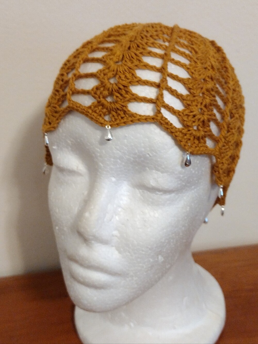 Handmade Crocheted Decorative Headpiece/ Mesh Hat